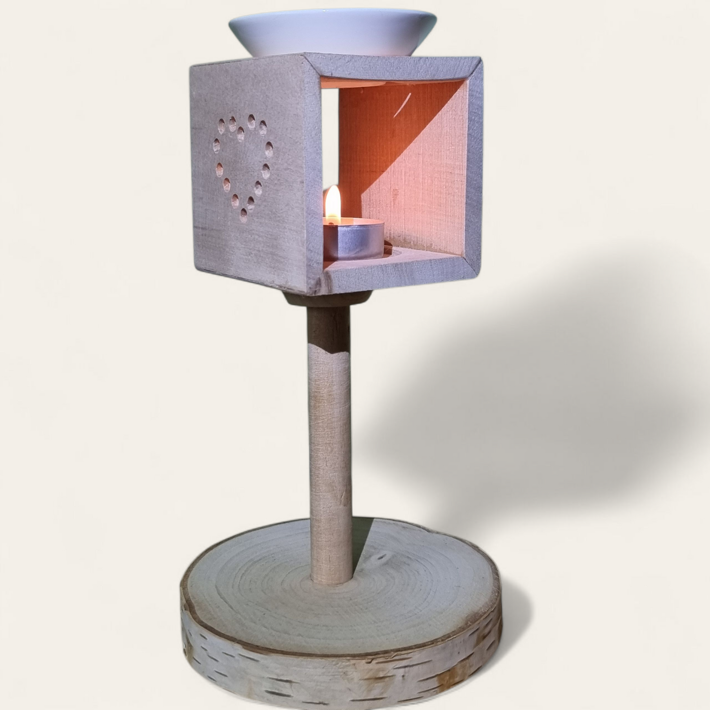 Duftlampe Aromalampe Teelichtlampe ätherisches Öl Infusor aus Holz Typ Birke jung