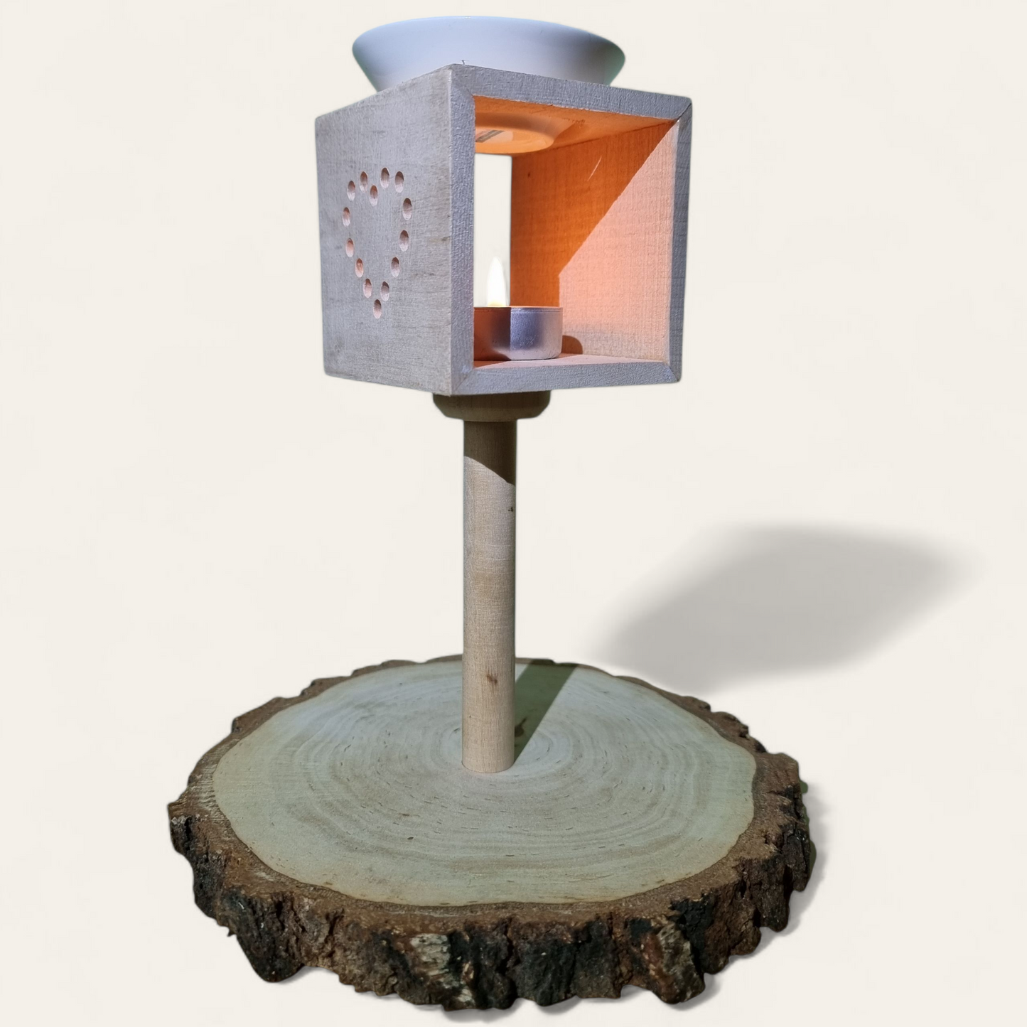 Duftlampe Aromalampe Teelichtlampe ätherisches Öl Infusor aus Holz Typ Birke