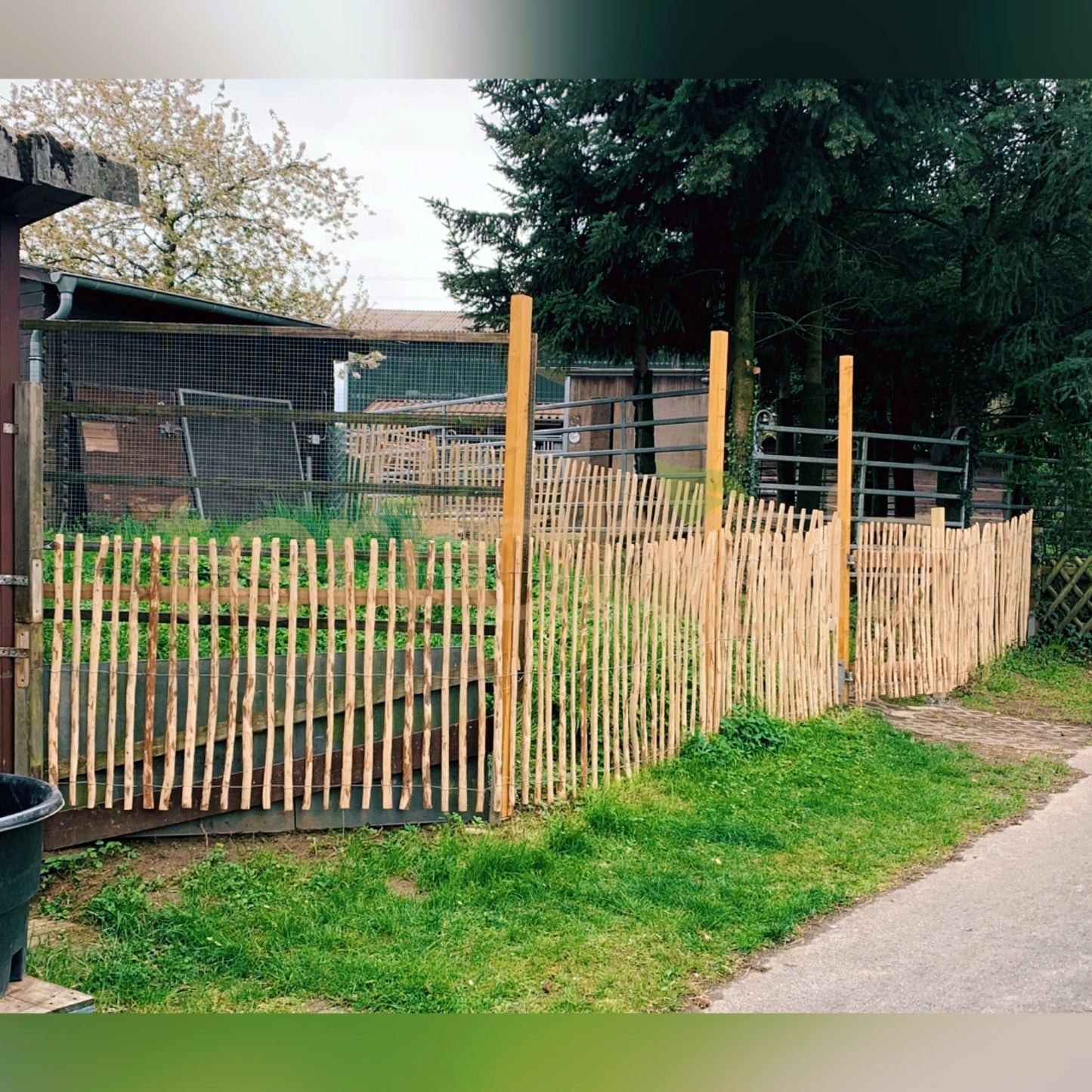 Picket fence, natural, 90cm high, 500cm long, hazelnut