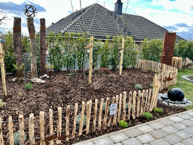 Staketenzaun, naturbelassen, 100cm Höhe, 500cm Länge, Haselnuss