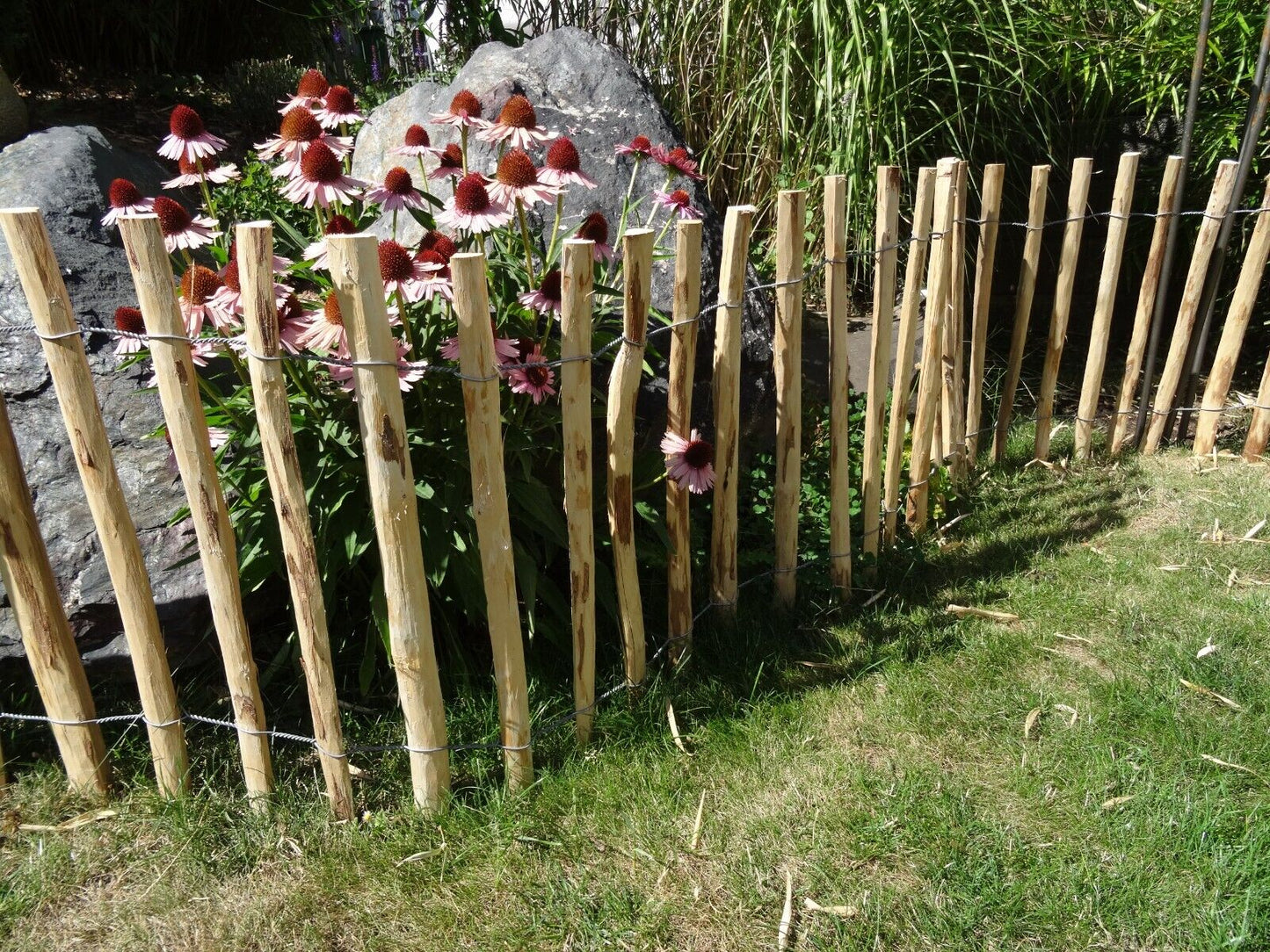 Picket fence, natural, 40cm high, 500cm long, hazelnut